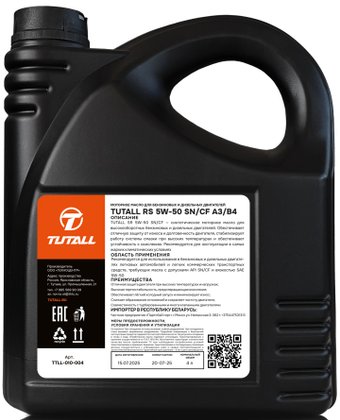 Моторное масло Tutall RS 5W-50 SN/CF A3/B4 4л