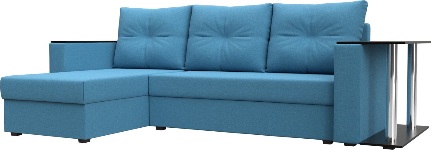 

Угловой диван Лига диванов Атланта со столом левый 121165L (рогожка амур голубой)