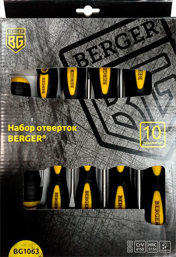 

Набор отверток Berger BG1063 (10 предметов)