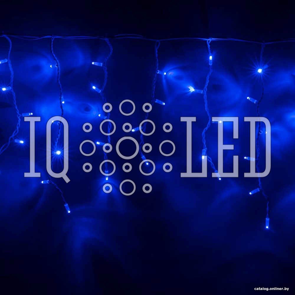 Гирлянда бахрома IQLED Flash 4.8 м синий на белом проводе
