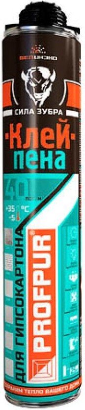 

Монтажная пена Profpur Клей-пена для приклеивания гипсокартона 750мл