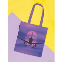 Сумка шоппер JoyArty Самолет в полете на закат ткань под лен bsh_52017
