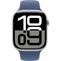 Умные часы Apple Watch Series 10 46 мм (алюминиевый корпус, серебристый/синий, спортивный силиконовый ремешок M/L)