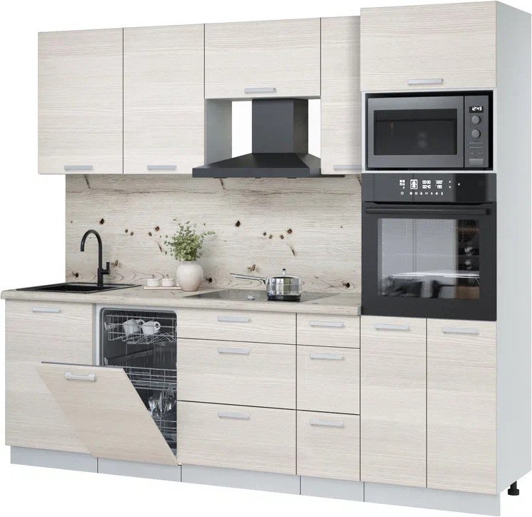 

Готовая кухня Интерлиния Мила Лайт 2.45-ПМ3 ( вудлайн кремовый/вудлайн кремовый/бискайская сосна)