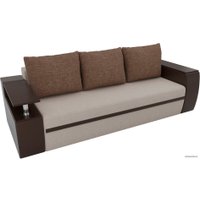 Диван Лига диванов Майами 103003 (рогожка/экокожа/рогожка, бежевый/коричневый)