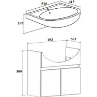  Runo Тумба с умывальником Лада 50 + Уют 50 (подвесная, блэквуд/белый)