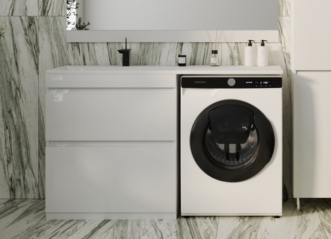

Symbolite Тумба с умывальником Даллас 140 Люкс Plus + Даллас 140x48.2 (левый, эмаль белый)
