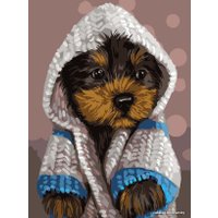 Картина по номерам Три совы Милый щенок КК_44081