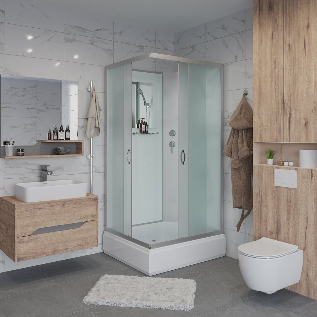 

Душевой уголок Niagara NG-33084-14QBK 100x80x215 (матовое стекло)