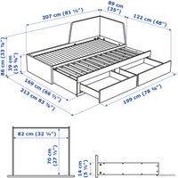 Кровать Ikea Флекке 200x80 (черно-коричневый, осванг жесткий) 394.280.63