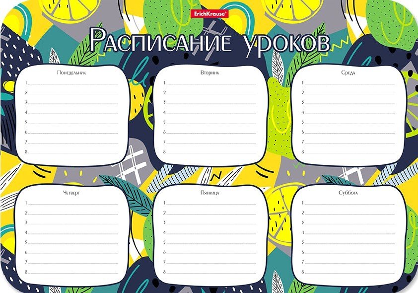 

Расписание уроков Erich Krause Lime А4 55997