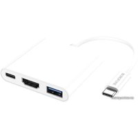 Адаптер Borofone DH4 USB Type-C - USB Type-A 3.0+HDMI+USB Type-C (белый)