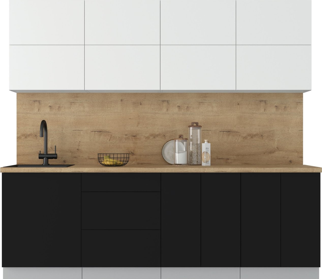 

Кухонный модуль Интерлиния Мила Матте 2.4 А (белый/черный/дуб бунратти)