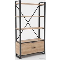 Стеллаж Hype Mebel Стандарт Люкс 80x200 (черный/дуб галифакс натуральный)