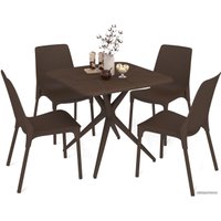 Обеденная группа Sheffilton SHT-DS206 (коричневый/коричневый муар)