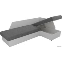 Угловой диван Лига диванов Андора 102673 (правый, рогожка/экокожа, серый/белый)