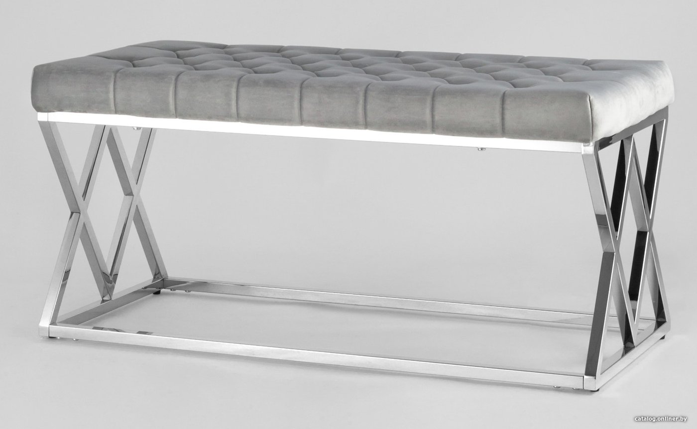 Пуфик Stool Group Инсигния Bench-011-GR (вельвет серый/сталь серебристый)