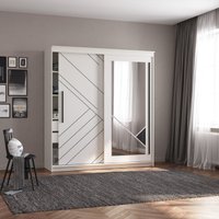 Шкаф-купе Олмеко Марко 95.11 2-х дверный с зеркалом (белый/белый/Masa Decor черный)