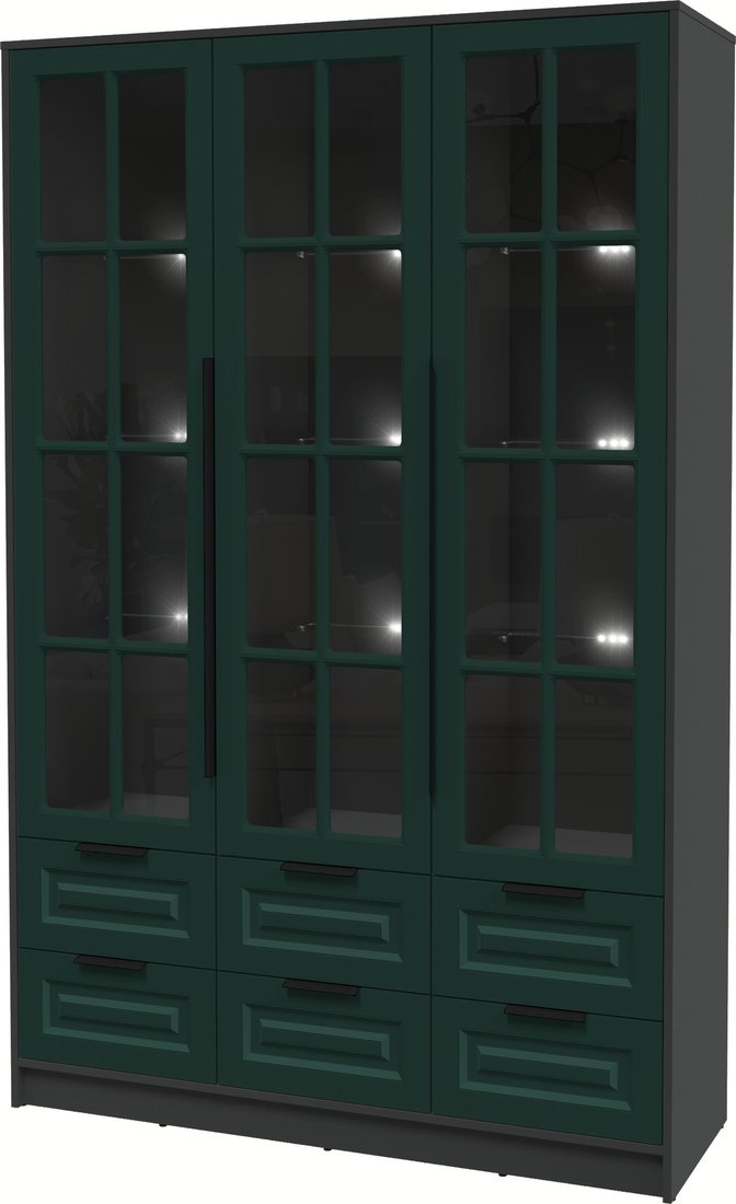 

Шкаф-витрина Интерлиния Концепт КТ-ШВ3 с подсветкой Деко (антрацит/изумруд)