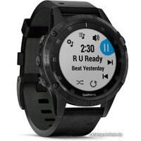 Умные часы Garmin Fenix 5 Plus Sapphire (черный/черный кожаный)