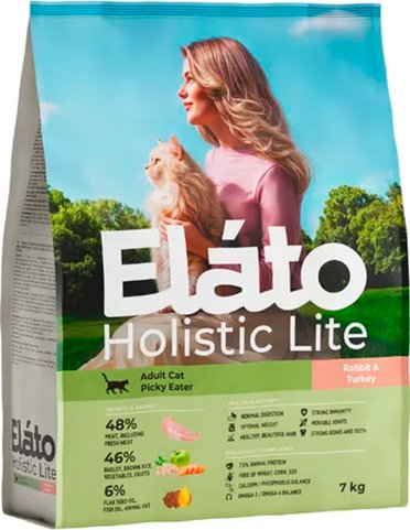 Сухой корм для кошек Elato Holistic Lite Для привередливых кошек с кроликом и индейкой (7кг)