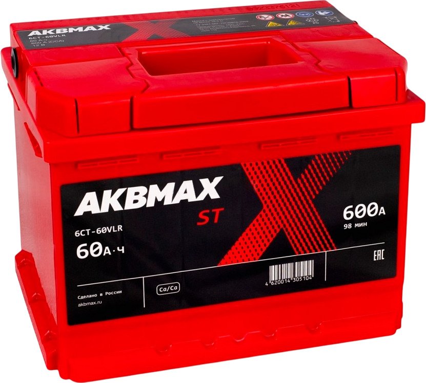 

Автомобильный аккумулятор AKBMAX ST 60L (60 А·ч)