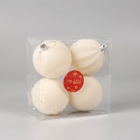 Елочная игрушка Зимнее волшебство Бархатный зной 10514184 (4шт, белый)