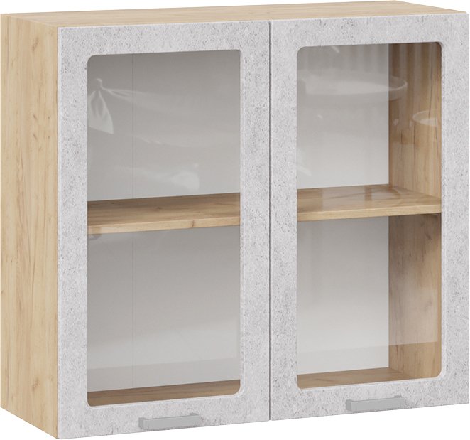 

Шкаф навесной Трия Гранита 1В8С (дуб крафт золотой/бетон снежный)