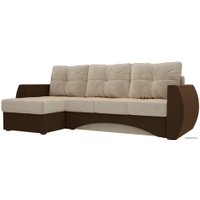 Угловой диван Лига диванов Сатурн 101053 (левый, микровельвет, бежевый/коричневый)