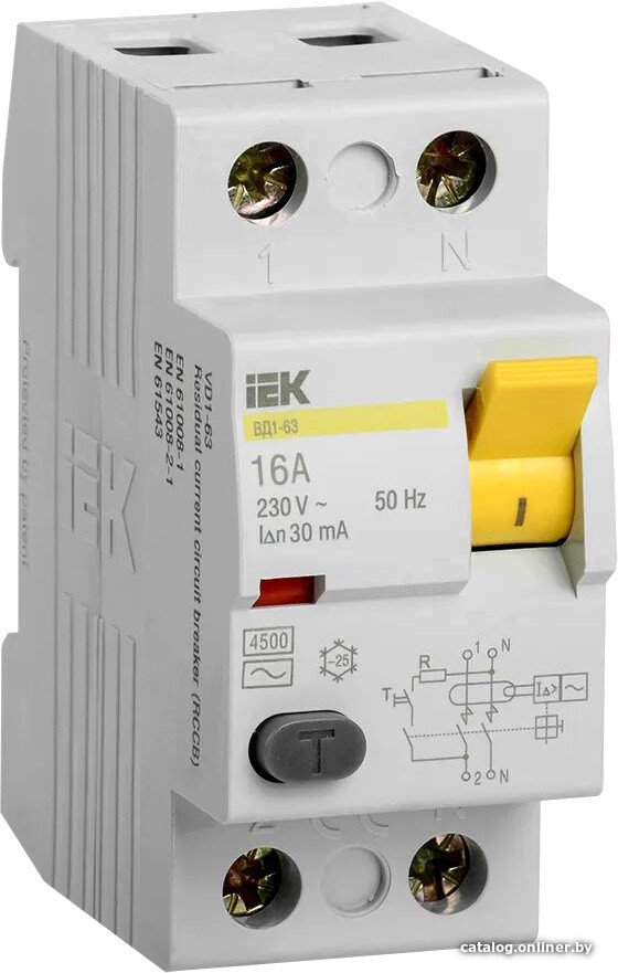 Устройство защитного отключения IEK ВД1-63 2Р 16А 30мА MDV10-2-016-030