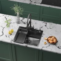 Кухонная мойка Roxen Simple 560220-55B PVD графит (с коландером и дозатором)