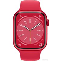 Умные часы Apple Watch Series 8 45 мм (алюминиевый корпус, красный/красный, спортивный силиконовый ремешок S/M)