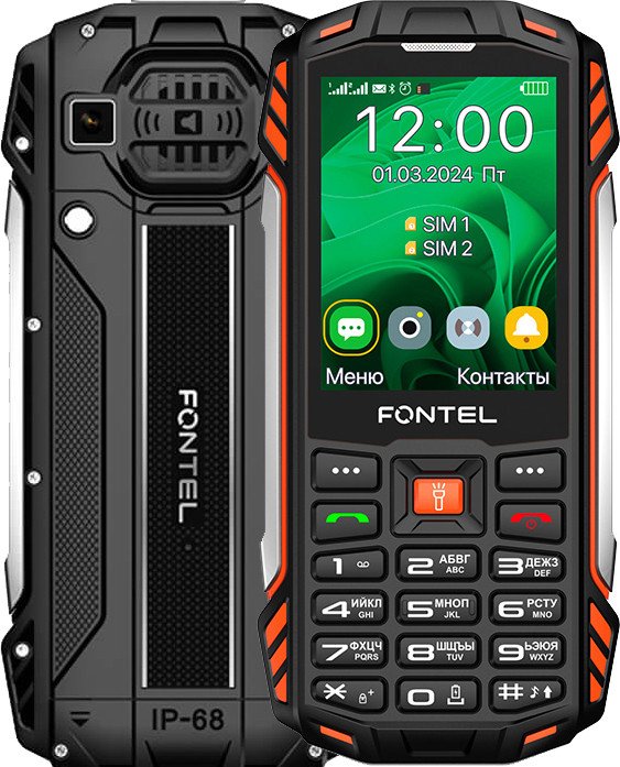 Кнопочный телефон Fontel RP280 (черный/оранжевый)