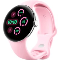 Умные часы Google Pixel Watch 3 LTE 41 мм (полированное серебро/розовый кварц, спортивный силиконовый ремешок)