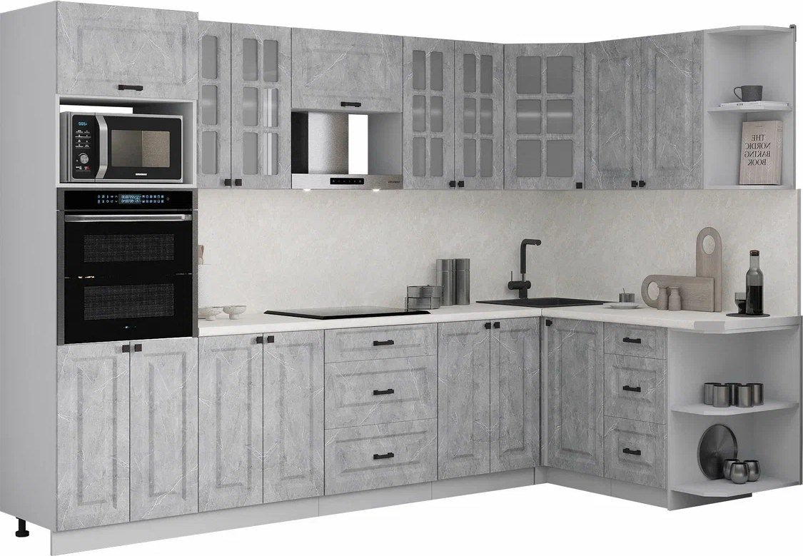 

Готовая кухня Интерлиния Мила Деко 1.68x3.0 PR (керамика/керамика/опал светлый)