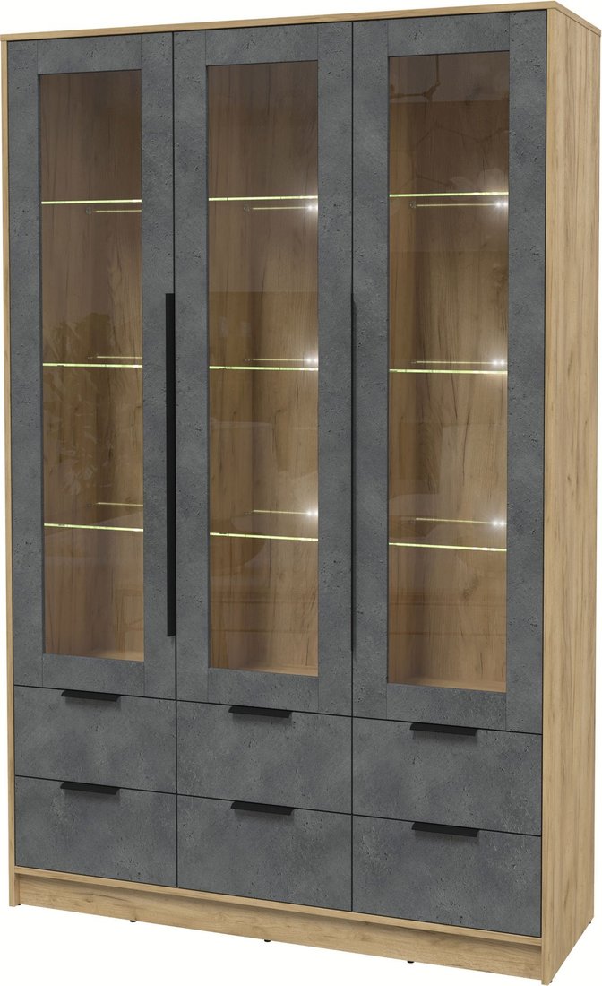

Шкаф-витрина Интерлиния Концепт КТ-ШВ3 с подсветкой (бетон портленд/дуб золотой)