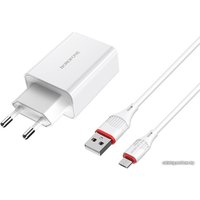 Сетевое зарядное Borofone BA21A microUSB (белый)