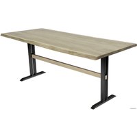 Кухонный стол Buro7 Двутавр 180 (с обзолом, дуб беленый/черный)