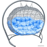Подвесной диван M-Group Улей 11210303 (серый ротанг/голубая подушка)