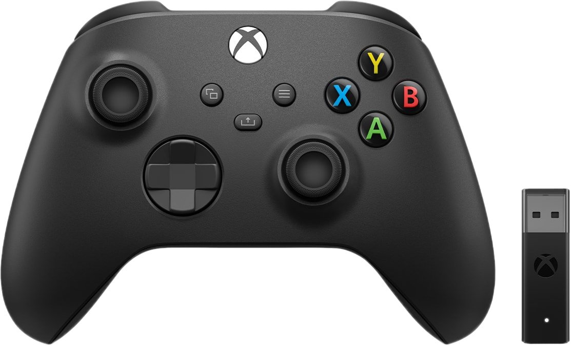 

Геймпад Microsoft Xbox + беспроводной адаптер (черный)