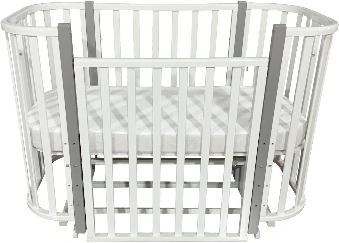 

Классическая детская кроватка Антел Esenia поперечный маятник + колеса (белый/серый)