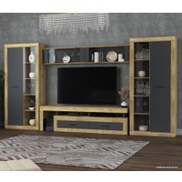 Горка Интерлиния Loft-10 Гостиная-6 (дуб золотой/антрацит)