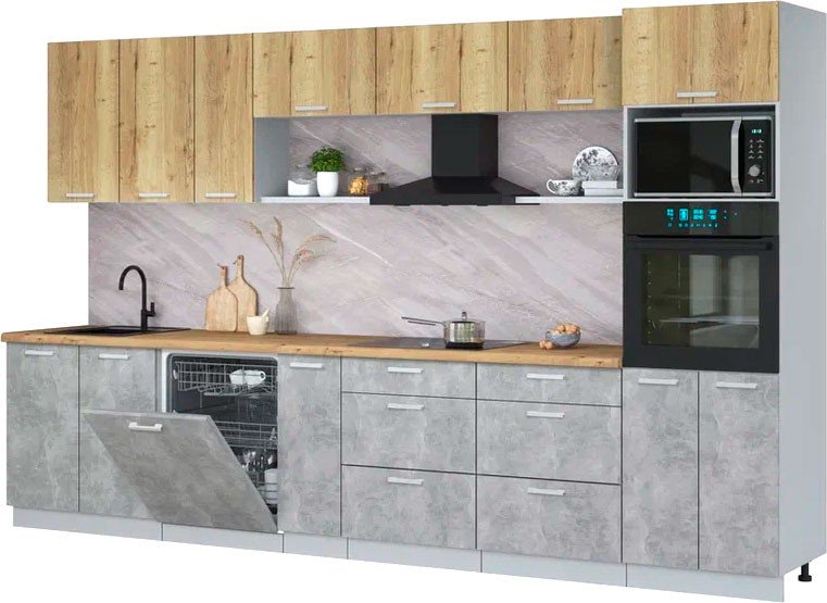 

Готовая кухня Интерлиния Мила Лайт 3.5-ПМ1-2 (дуб золотой/бетон/дуб бунратти)