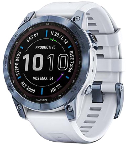 

Умные часы Garmin Fenix 7 Sapphire Solar (голубой минерал/белый камень)