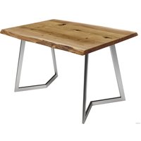 Кухонный стол Buro7 Уиллис 150 (с обзолом и сучками, дуб натуральный/серебро)