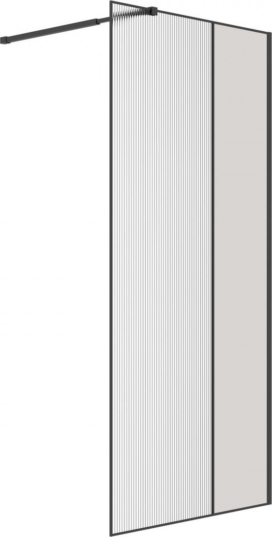 Душевая стенка Niagara Nova NG-481-10FBLACK 100x200 (черный матовый/рифленое/тонированное стекло)