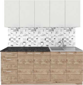 Готовая кухня Агута Альфа 2.0 (золотой/холодный серый/кастилло темный)