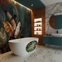 Ванна Wellsee Chic Riviera 179x84,5 202010447 (отдельностоящая ванна белый глянец с худ. изображением, экран, ножки, сифон-автомат хром)