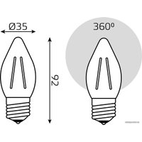 Светодиодная лампочка Gauss Filament Свеча 11W 810lm 2700К Е27 LED 1/10/50 103802111