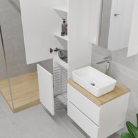  Lauter Шкаф-пенал для ванной Mia 40 с корзиной для белья (навесной, белый глянец)